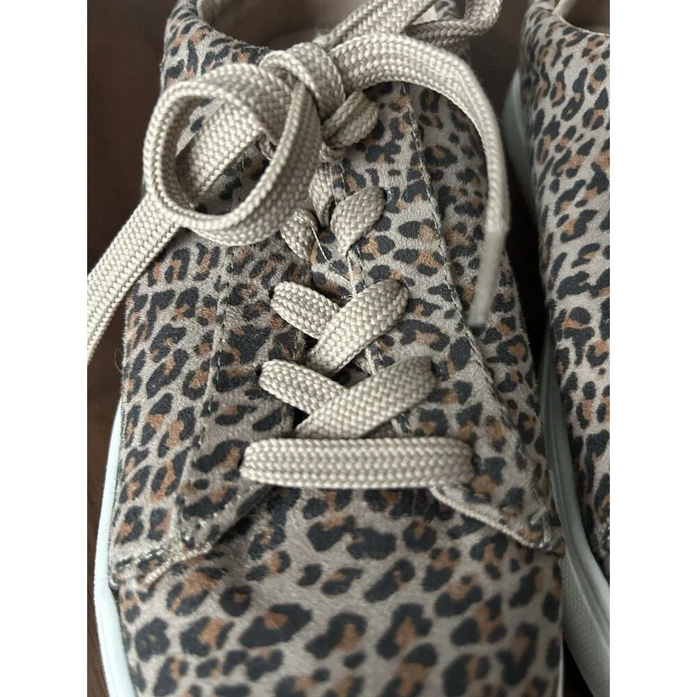 GAP Kids Leopard Animal Print Low Top Canvas Lace-Up Sneakers Unisex Kids 3